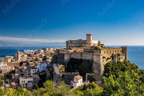 Gaeta, Latina, Lazio, Italy. A splendid view of the city from the top of Monte Orlando. The imposing Angevin-Aragonese castle dominates the ancient village overlooking the sea from the clifftop.