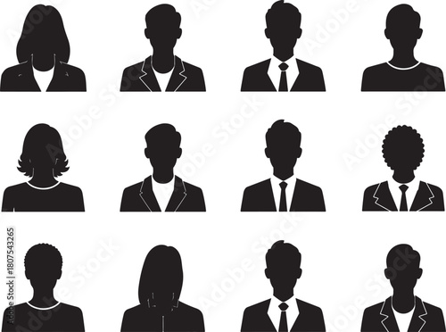 Diverse People Silhouettes Illustration Business and Casual Attire Collection Vector