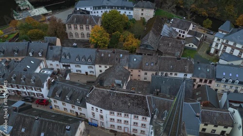 Wallpaper Mural Drone view over Esch-sur-Sure, castle town in Diekirch, Luxembourg. Torontodigital.ca