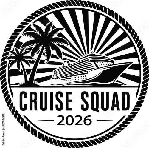 Cruise squad 2026 vintage style vector graphic design