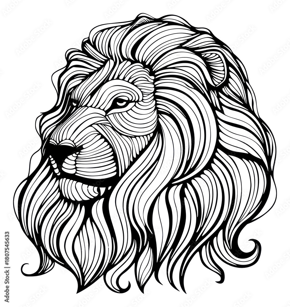 Obraz premium PNG Zendoodle lion illustration drawing animal.