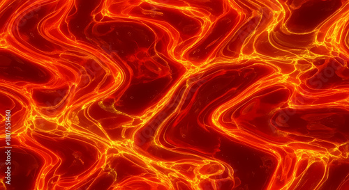 Molten lava flow fiery abstract texture background surface.