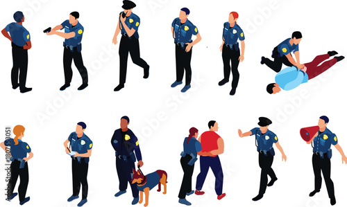 silhouettes of police vector design