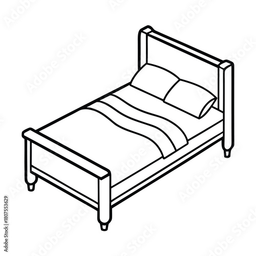 A comfortable white bed with pillows in a modern bedroom interior design