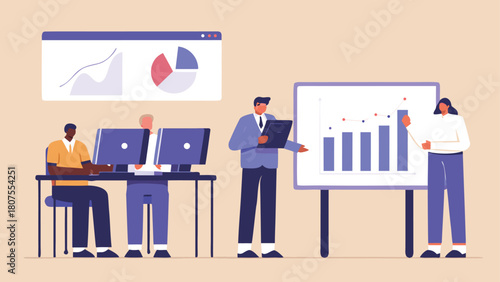 business people with chart