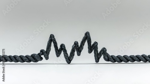 A black rope twisted into a zigzag pattern symbolizes tension and creativity in design.