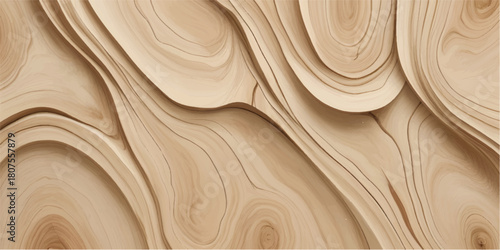 High-Detail Abstract Wooden Fluid Pattern with Smooth Carved Curves Ideal for Elegant Branding and Digital Art
