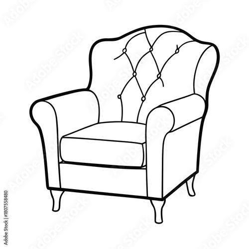 Luxury brown leather armchair isolated on white background, a comfortable vintage design furniture object for interior home decor