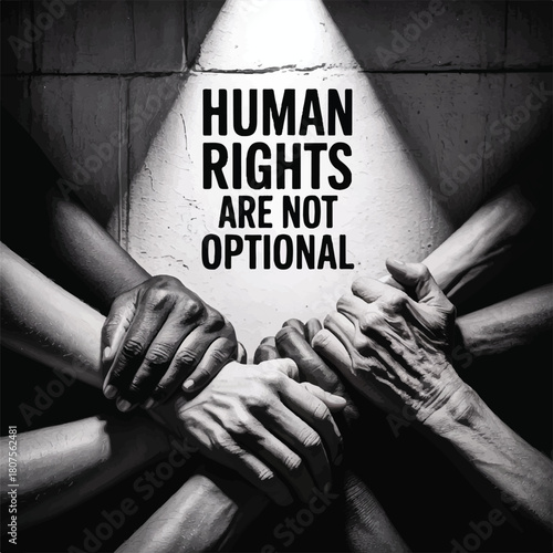 A collection of bold and modern poster-style illustrations promoting human rights, social justice, equality, and freedom. These designs feature diverse characters, raised fists, peaceful protest theme