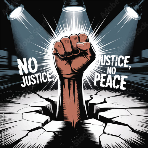 A collection of bold and modern poster-style illustrations promoting human rights, social justice, equality, and freedom. These designs feature diverse characters, raised fists, peaceful protest theme