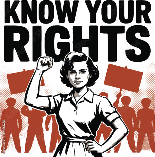 A collection of bold and modern poster-style illustrations promoting human rights, social justice, equality, and freedom. These designs feature diverse characters, raised fists, peaceful protest theme