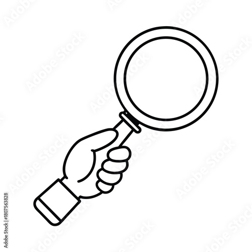 Magnifying glass vector held in hand for search, research, and analysis