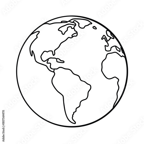 🌍 Vector illustration of the blue Earth globe icon, showing the continents of Europe and America for global travel and business on the world map