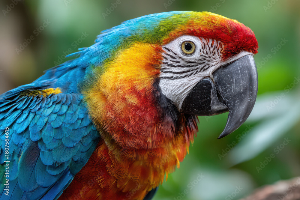 Fototapeta premium Close Up Colorful Scarlet Macaw Parrot