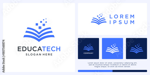 Education tech logo design with book