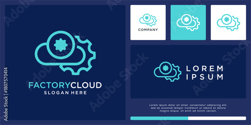 Factory cloud with gear logo design template