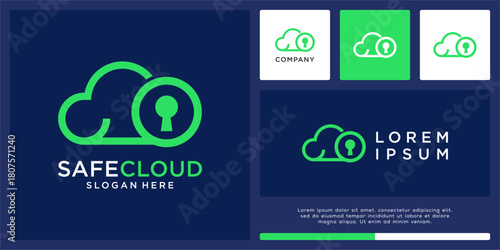 Safe cloud logo design with key