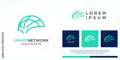 Smart network logo design abstract mind shape