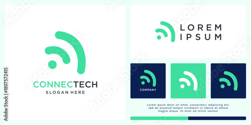 Connection tech logo design abstract signal