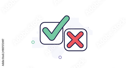 Green checkmark and a red cross mark are shown in boxes for a yes or no voting decision.