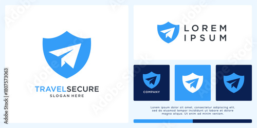 Travel secure logo design with paper plane