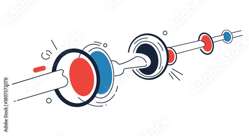 Abstract futuristic illustration of a complex mechanical or technological data transfer process.