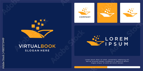 Virtual book logo design digital