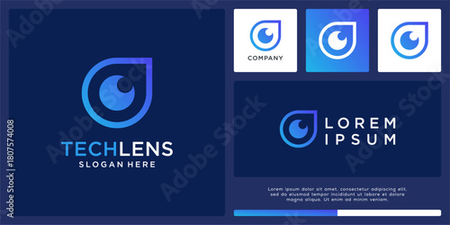 Tech lens logo design abstract eye template