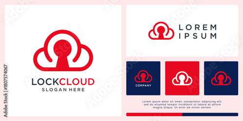 Lock cloud logo design with key hole