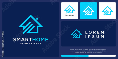 Smart home technology logo design template