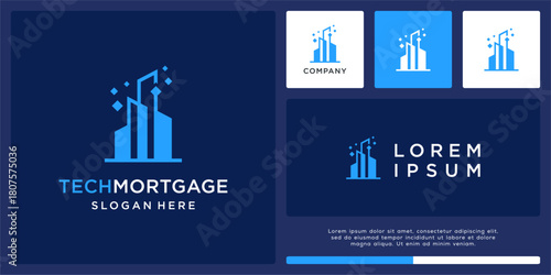 Tech mortgage logo design abstract real estate