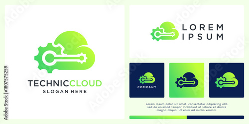 Technical cloud logo design template