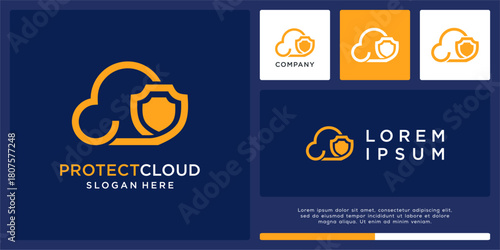 Protect cloud logo design template
