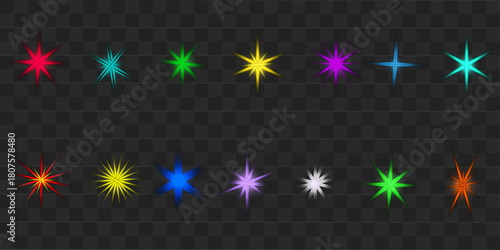 Collection of Sparkling Starbursts and Glittering Sparkles for Festive Designs and Holiday Celebrations Perfect for adding Magic and Elegance to Creative Projects