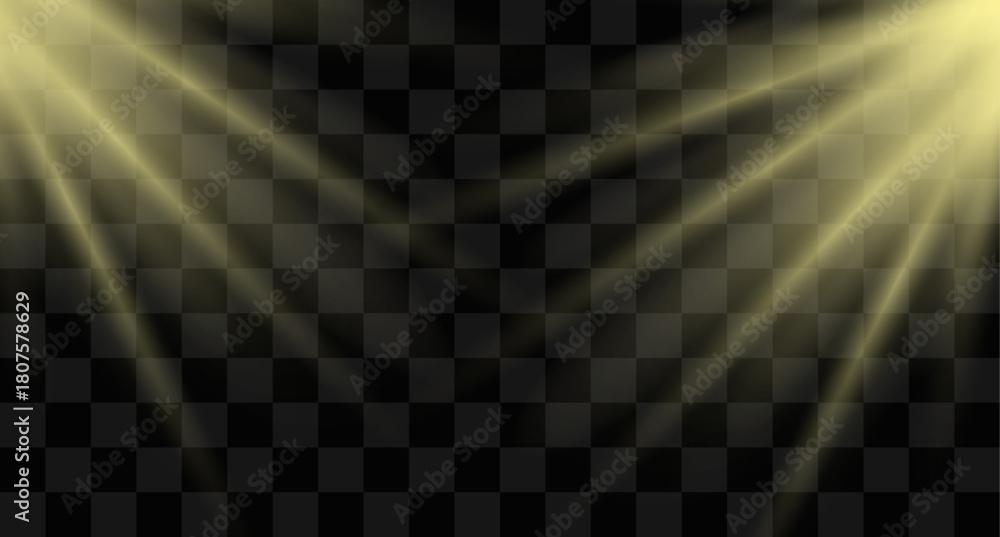 Fototapeta premium Golden Light Rays on Transparent Background Creating a Dreamy Light Effects for Digital Design Projects and Visual Compositions Perfect for Adding Warmth and Radiance to Graphics 