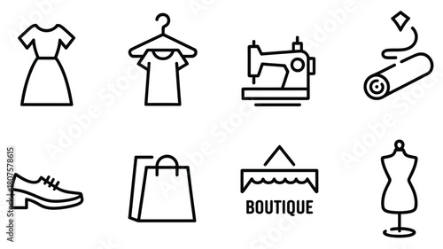 Fashion and Apparel Icons Set for Online Store Design or Boutique