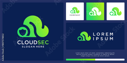 Cloud secure logo design template