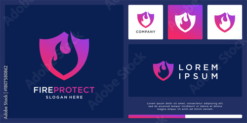 Fire protect logo design template