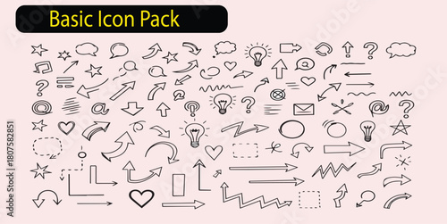 Hand  Drawn Basic icon pack for various use