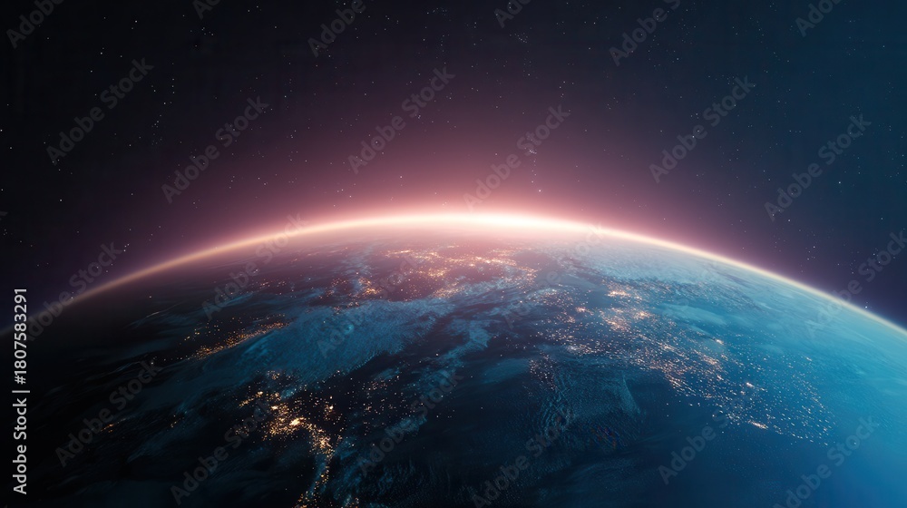 Fototapeta premium Discovering the Beauty of Earth at Night Through Stunning Digital Cosmic Art