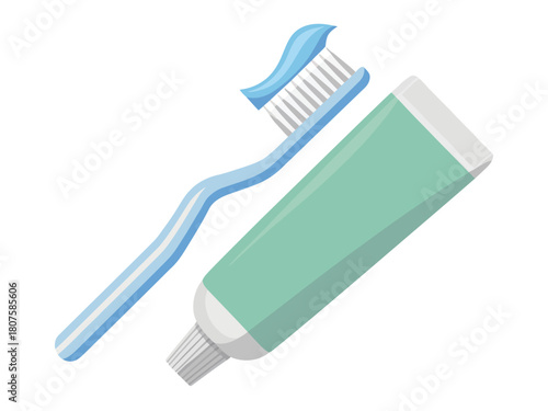 Toothbrush and toothpaste illustration for dental hygiene and oral care