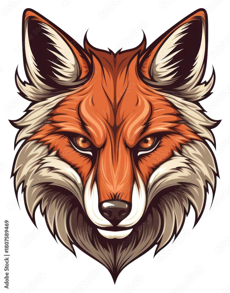 Naklejka premium PNG Coyote face retro logo illustration wildlife animal.