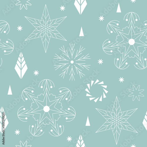  Seamless Christmas pattern, elegance snowflakes, xmas background