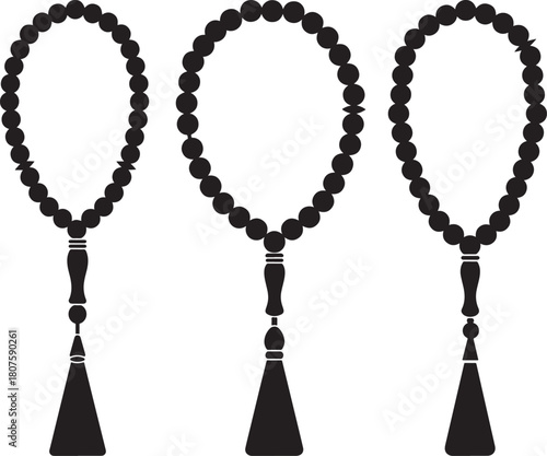 Three islamic prayer beads rosary tasbih silhouette
