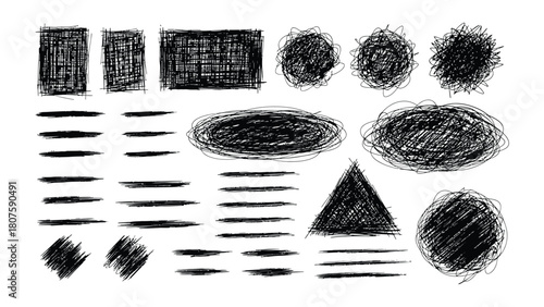 Collection of Hand-Drawn Scribble and Line Art Elements