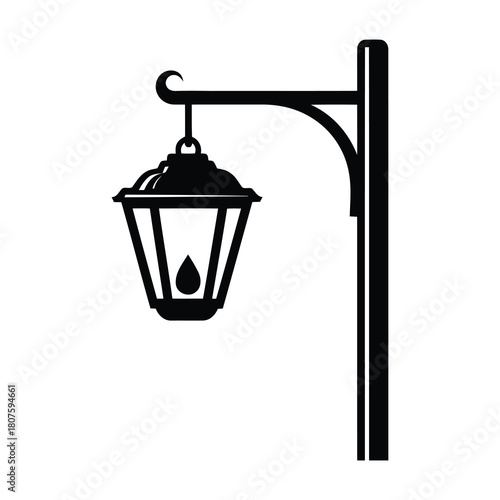 Illustration of a vintage street lamp isolated on