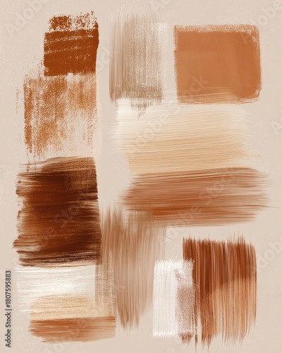 Earthy tones abstract painting with brush strokes for modern design.