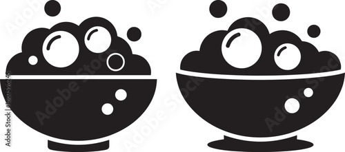 Two bowls of bubbles silhouette