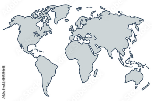 Gray World Map Outline With Country Borders earth globe