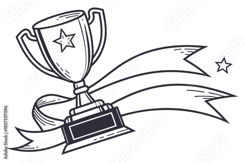 Trophy Cup with Star and Flowing Ribbons award winner